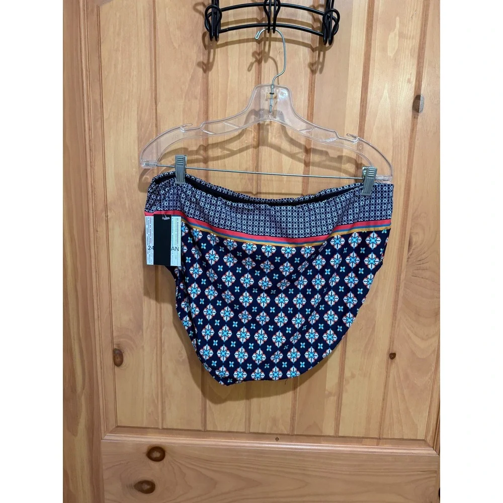 NWT 24th & Ocean Alexandria Tile High Rise Bikini Bottom Navy Tummy Control